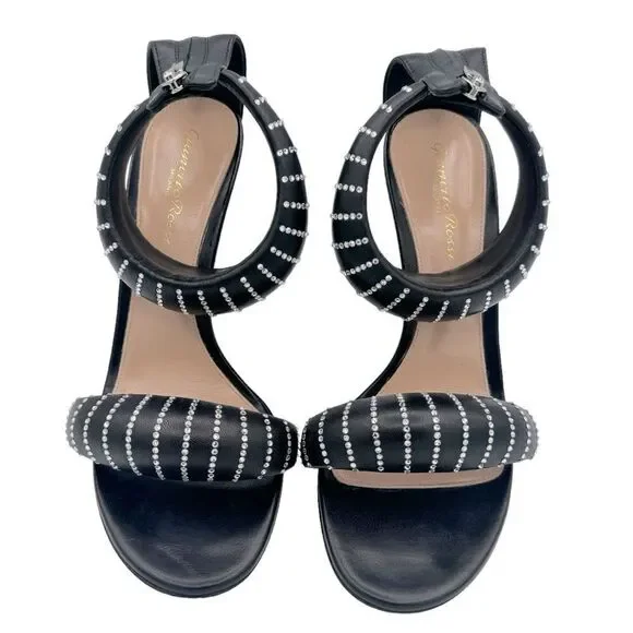 Gianvito Rossi Bijoux Crystal Puffy Nappa Black 105mm Sandals Size 8.5 - Picture 5 of 13